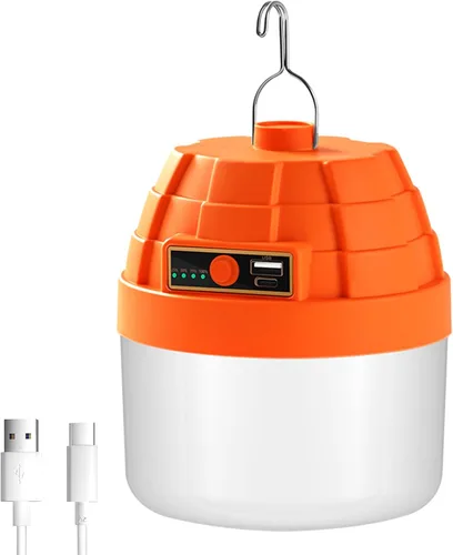 Vista 9 de Linterna LED portátil recargable, 3000 lúmenes, batería externa de 10000 mAh, luces LED para tienda de campaña, luz de campamento impermeable