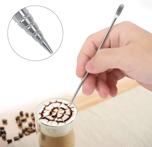 Vista 3 de Aguja de café de acero inoxidable Cappuccino Latte Art Pen DIY Coffee Art Tool para máquina herramienta de café