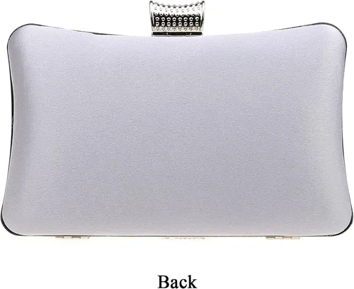 Vista 3 de DA BODAN Bolso de mano Jane de satén con diamantes de imitación para mujer para noche novia graduación fiesta bolso cruzado con cadena
