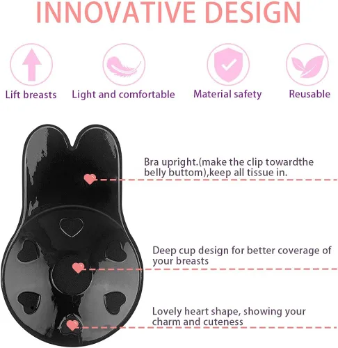 Vista 5 de Raylarnia 2 pares de sujetador invisible,Sujetador sin tirantes de silicona Push Up Sticky Bra sin tirantes,Sujetador adhesivo de punto