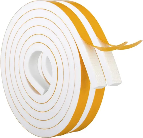 Vista 30 de Burlete de cinta de espuma autoadhesiva blanca para puertas y ventanas de 1 pulgada × 3/4 pulgada × 13 pies, tira de sellado de espuma de alta Blanco