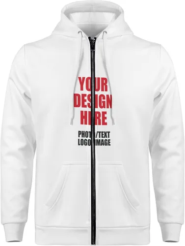 Vista 4 de POPCUSTOMS Sudadera con capucha personalizada con cremallera para hombre con bolsillo canguro