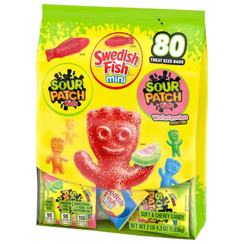 Vista 11 de SOUR PATCH KIDS & SWEDISH FISH Mini dulces suaves y masticables, paquete