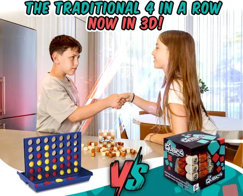 Vista 2 de Qubic4, un juego único de 4 en fila, juego de mesa de estrategia 3D para el pensamiento crítico. El juego de cuadrícula clásico en un elegante cubo
