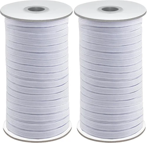 Vista 8 de Coopay Bandas elásticas planas de 1/2 pulgada de largo y 100 yardas de largo, cuerda elástica plana para coser proyectos de bricolaje, artes y Blanco