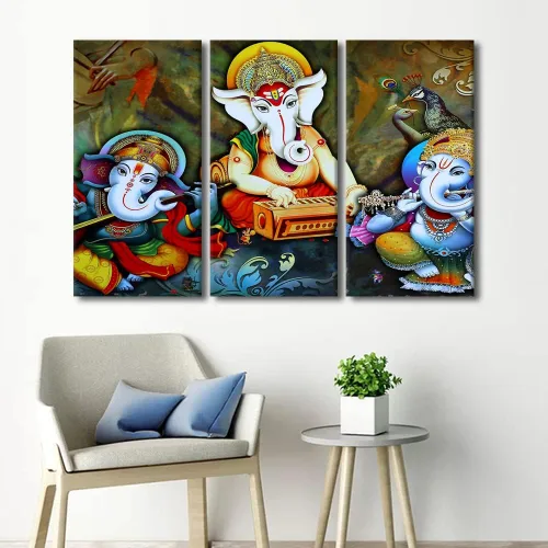 Vista 59 de TUMOVO Arte de pared de Dios hindú para sala de estar, lienzo de Ganesha, arte de pared de escultura de elefante, cuadros modernos, arte