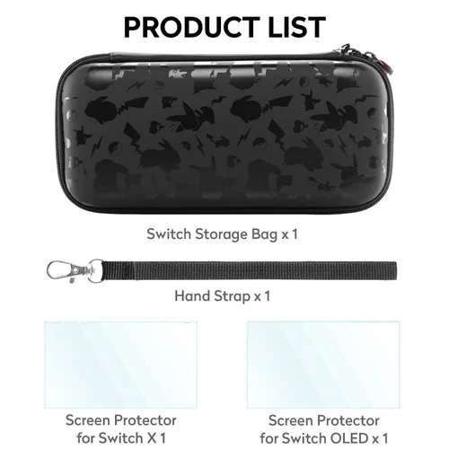 Vista 7 de Bheddi Switch Carrying Case fits SwitchSwitch OLED - Hard Shell Protective Portable Travel Carry Case with 10 Game Card Slots and 2 Tempered Glass