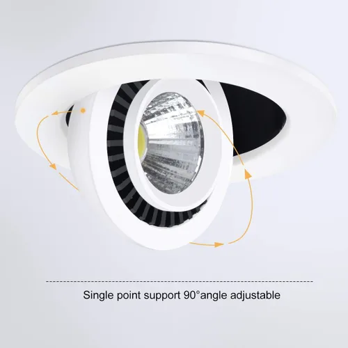 Vista 2 de Luz empotrable LED cardán de globo ocular de 2 pulgadas, 3 W (equivalente a halógeno de 35 W), foco empotrable ajustable regulable, blanco ultra