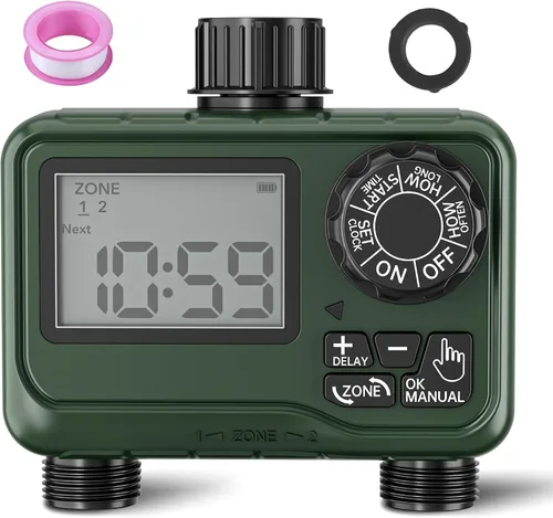 Vista 9 de BN LINK - Temporizador de agua para exteriores para manguera de jardín, temporizador programable de rociadores Hose Timer with Rain Delay, Manual