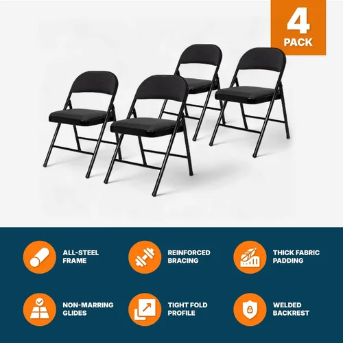 Vista 7 de OEF Furnishings OEF970 Series - Sillas plegables acolchadas de tela de alta calidad, asiento y respaldo acolchados cómodos para salas