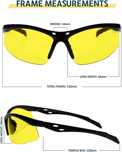 Vista 4 de Gafas de seguridad bifocales SB-9000 con lentes amarillas (amarillo, 1, dioptrías)