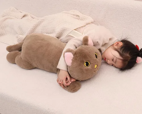 Vista 5 de YESGIRL Animales de peluche con peso de gato de 26.4 pulgadas, 5 libras, animal de peluche grande con peso, linda almohada de juguete de peluche