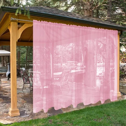 Vista 12 de SpaceDresser - Cortinas transparentes impermeables para exterior para patio - 2 paneles con bolsillo para barra, cortinas de gasa transparentes