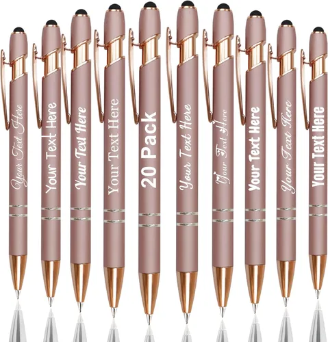 Vista 67 de Hasta 300 bolígrafos personalizados a granel con nombre personalizado con grabado gratis, puntas de lápiz capacitivo grabado, bolígrafo