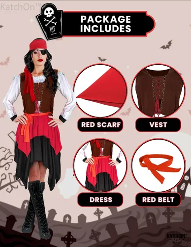 Vista 2 de KatchOn Disfraz de pirata de Halloween para mujer, vestido adulto para cosplay