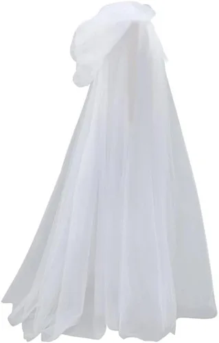 Vista 4 de Inzegao Capa de malla con capucha para mujer, capa de tul transparente para bodas, fiestas, cosplay, Halloween