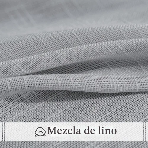 Vista 9 de FMFUNCTEX - Cortinas semitransparentes de lino gris para dormitorio y sala de estar, paneles de cortina gris de 213 cm de largo, cortinas de lino