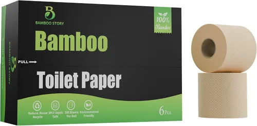 Vista 12 de Bamboo Story, Papel higiénico de bambú sin blanquear, 12 rollos, 3 capas y 300 hojas de papel higiénico de bambú, certificado FSC, biodegradable
