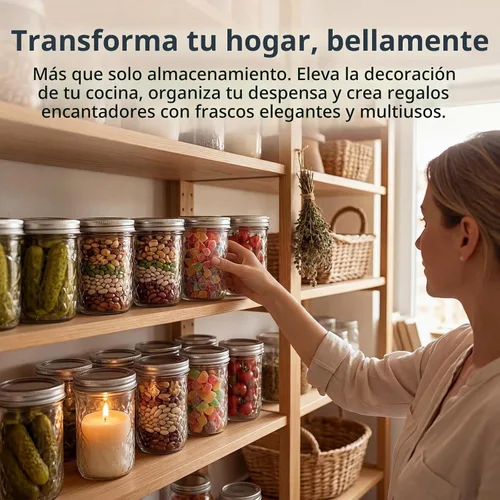 Vista 2 de Paquete de 12 tarros Mason de boca ancha de 16 onzas con tapas herméticas – Tarros de vidrio para conservas de conservas de conservas de conservas