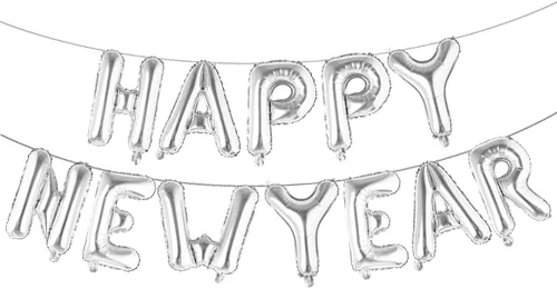Vista 13 de Cartel de Feliz Año Nuevo de 16 pulgadas - Globo de aluminio 2021 para decoración de fiestas, suministros de celebración (negro)