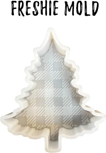 Vista 2 de Árbol de Navidad a cuadros a cuadros Luces navideñas Freshie molde de silicona resistente al calor para hornear Perlas aromáticas perfumadas