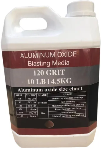 Vista 2 de Óxido de aluminio – 10 libras – Medios abrasivos de chorro de arena media a fina para gabinetes de voladura o pistolas de granallado. Grano #120