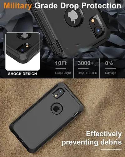 Vista 3 de Funda diseñada para iPhone XR [protección de cuerpo completo 3 en 1] Funda resistente de grado militar, a prueba de golpes y caídas de 6.1 pulgadas