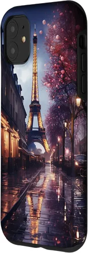 Vista 2 de iPhone 11 Escénica Torre Eiffel París Francia por la noche Bokeh Majestic Case