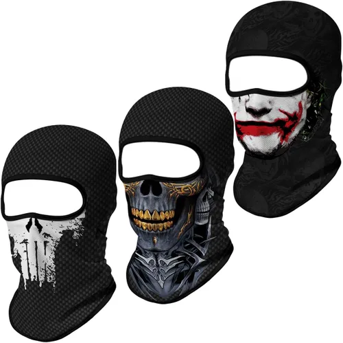 Vista 39 de Pasamontañas 3D, máscara de cara completa, resistente al viento, máscara de esquí con calavera táctica para motocicleta, ciclismo, Halloween
