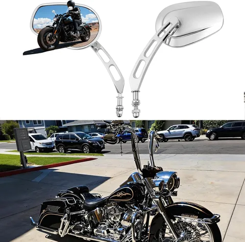 Vista 11 de Espejos retrovisores laterales negros para motocicleta Harley Davidson Road King Road Glide