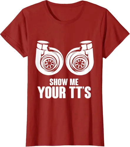Vista 46 de Funny Show Me Your TT's Twin Turbo Car Racing Camiseta, Negro, S