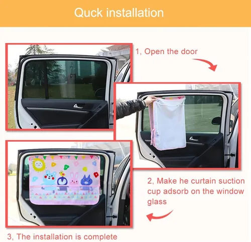 Vista 6 de Parasol de automóvil para bebés, niños y niños, paquete de 2 protectores de cortina para ventana lateral de automóvil, protege del deslumbramiento