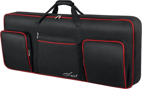 Vista 10 de SNIGJAT Funda para teclado de 49 teclas suave, bolsa de piano con bolsillos acolchados para piezas de instrumentos y accesorios, bolsa impermeable