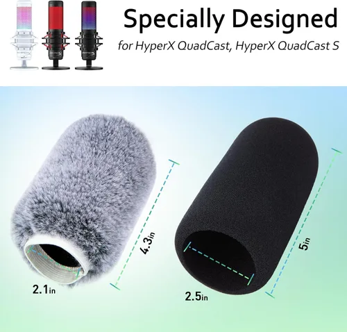 Vista 2 de Para parabrisas Hyperx QuadCast: filtro esponjoso compatible con micrófono Hyperx QuadCast S, cubierta de espuma de micrófono que reduce el ruido
