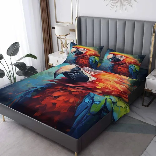 Vista 35 de Juego de sábanas abstractas tamaño individual, sábanas de microfibra suave, bolsillo profundo, sábanas y fundas de almohada estampadas sin arrugas