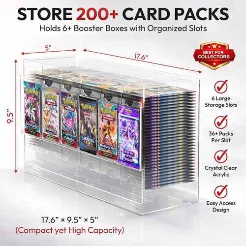 Vista 3 de Collector's First Pick Dispensador de 6 ranuras con base transparente – Se adapta a 240 paquetes de refuerzo de tarjetas coleccionables – Compatible