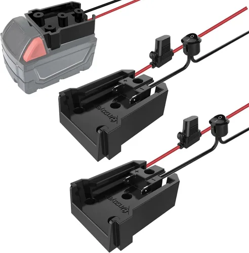 Vista 7 de Adaptador de rueda eléctrica con fusible e interruptor para batería Milwaukee de 18 V, adaptador de batería hermético no soplado con fusible de 30 A