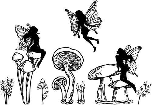 Vista 7 de SUPERDANT Calcomanías de pared de hadas de mariposa negra, elfos, estrellas, luna, interruptor de decoración, pegatina de despegar y pegar
