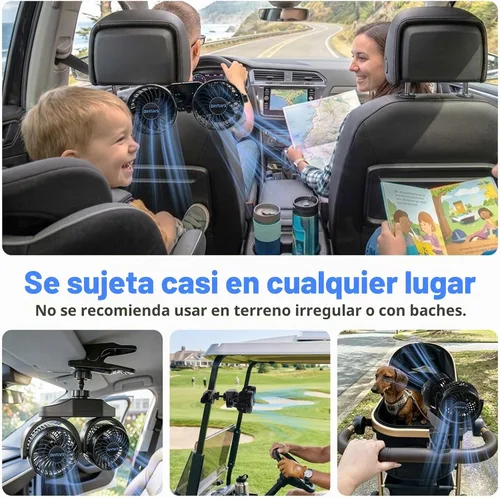Vista 5 de Ventiladores del coche del clip 6000mAh, ventiladores dobles ajustables