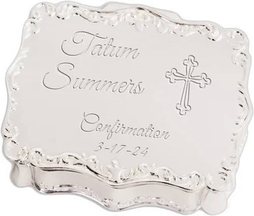 Vista 13 de Cherished Moments Joyero rectangular de dedicación de bebé personalizado Dedicación de plata