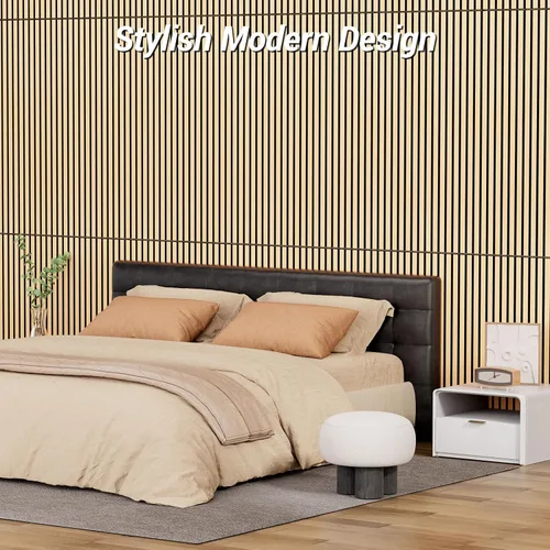 Vista 7 de TONOR Paquete de 4 paneles de pared de chapa de madera acústica, panel autoadhesivo 3D de 47.2 x 23.6 x 0.74 pulgadas, azulejos insonorizados