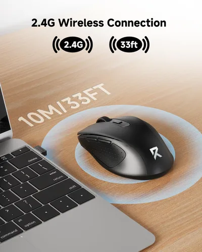 Vista 2 de Redragon - Ratón inalámbrico para laptop, mouse óptico de 2.4G para computadora de 5 niveles 4000DPI, ratones USB inalámbricos para oficina, 6
