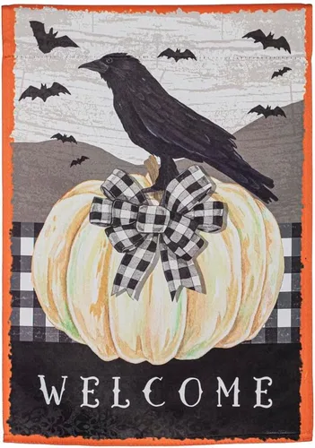 Vista 7 de Evergreen Flag Bandera de bienvenida de jardín de Halloween (Hocus Pocus)