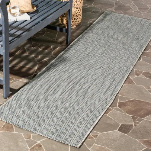 Vista 83 de Safavieh Colección Courtyard CY8022 Alfombra, 2 pies x 3 pulgadas x 5 pies, aguamarina y gris, impermeable, fácil de limpiar, sin pelusa