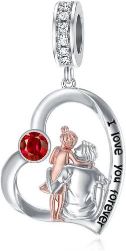 Vista 188 de PROESS Dije para padre, madre e hija, pulsera de plata de ley para pulseras, regalos de cumpleaños, día de San Valentín, para hija, madre, amante