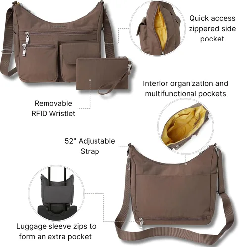 Vista 29 de Baggallini womens Everywhere Bagg Crossbody Women 11x9 Lightweight Nylon Hobo Water-resistant Travel Bag W/Rfid