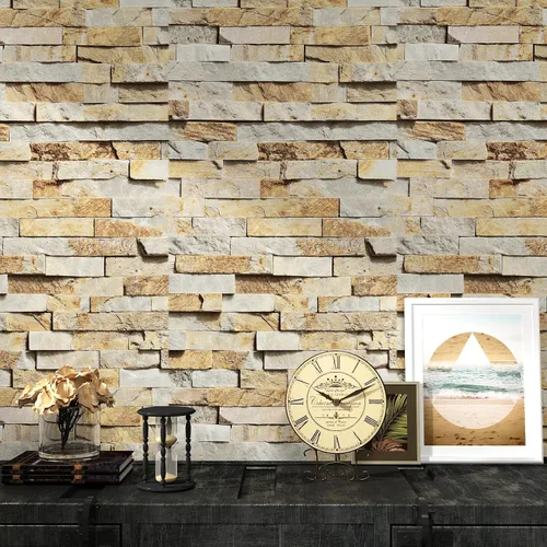 Vista 2 de Papel tapiz de ladrillo 3D autoadhesivo para encimeras, paredes, mesas, papel tapiz de piedra para dormitorio, sala de estar, papel de pared