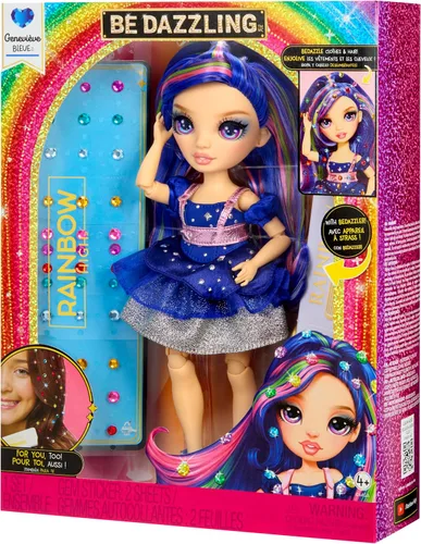 Vista 14 de Muñecas de moda Rainbow High - Genevieve Bleue (Azul) con herramienta Bedazzler y gemas brillantes