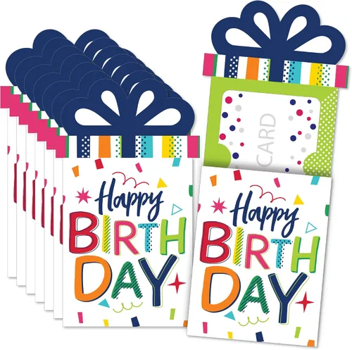 Vista 12 de Big Dot of Happiness Juego de 8 fundas para tarjetas de regalo y dinero para fiestas de cumpleaños para adultos, doradas, para tarjetas de regalo