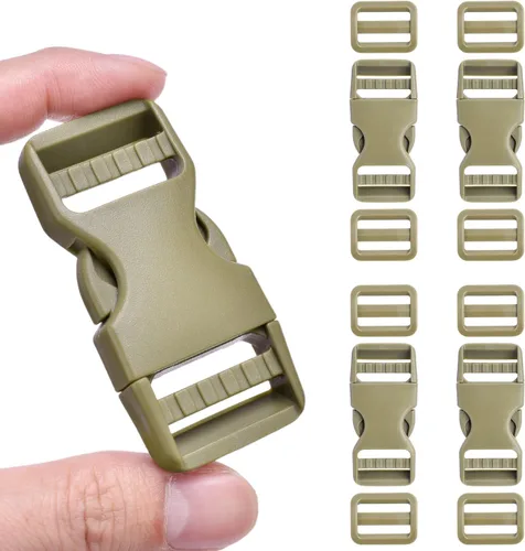 Vista 10 de Paquete de 6 hebillas de liberación lateral rápida de 1 pulgada, hebillas dobles ajustables, clips que no requieren costura, hebilla de plástico